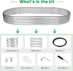 JERIA 8×4×1ft Oval Raised Garden Bed,Galvanized Raised Garden Bed Kit Outdoor Metal Gardening Planter Box for Vegetable, Fruits, Flower，Herbs