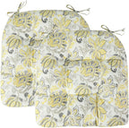 FUNHOME Outdoor Chair Cushions 19 x19 Inch,Water Resistant Tufted Seat Cushions 19",Reversible,Weather Resistant,Rounded Back Wicker Chair Cushion for Patio Garden Furniture(Yellow Flower)