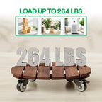 IDZO 2pack Wood Plant Caddy With Wheels Heavy Duty Red Brown, 264 Lbs Capacity, 12 Inch Acacia Hardwood Plant Roller, Plant Stand with 360° Lockable Wheels, Plant Caster for Heavy Objects Hauling