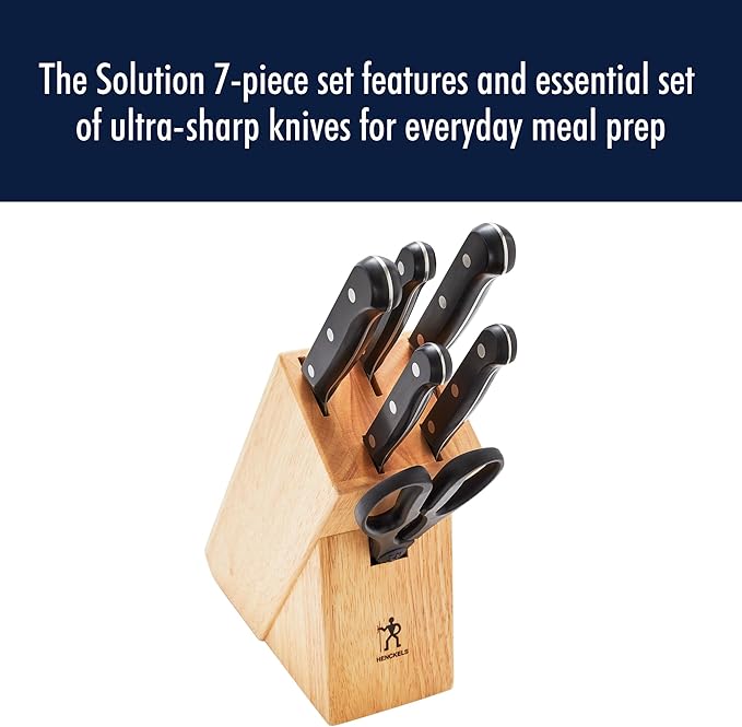 HENCKELS Solution Razor-Sharp 7-pc Knife Set, Chef Knife, Bread Knife,German Engineered Informed by 100+ Years of Mastery, Brown