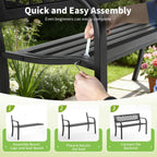 FDW | 46" Outdoor Garden Bench | Black | 480lbs Load Capacity