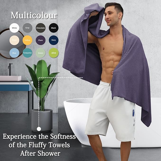 Extra Large Bath Towels Set 35x70 Inches - Purple Luxury 600 GSM Oversized Bath Sheet Towel,Ultra Soft Microfiber - Quick Dry,Highly Absorbent Shower Towels Spa Hotel Bathroom Towel Set (4-Pack)