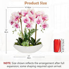 Briful Pink Orchid Artificial Flowers 18in Fake Orchid Silk Flowers with Ceramic Pot Faux Orchid Arrangement for Home Office Room Table Shelf Modern Decoration