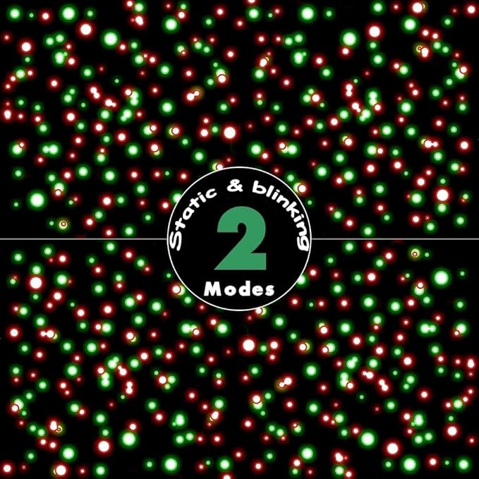 Christmas Laser Light Projector, 2 Pack, Red and Green Star Laser Lights Show with Timer for Outdoor Decorations, Waterproof Landscape Lighting for Christmas and Holidays