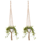 EBOOT 2 Pack 48 Inch Large Macrame Plant Hanger Rope to Hang Flower Pot Plant Holder for Indoor Outdoor Decorations, 4 Legs (Linen Color)