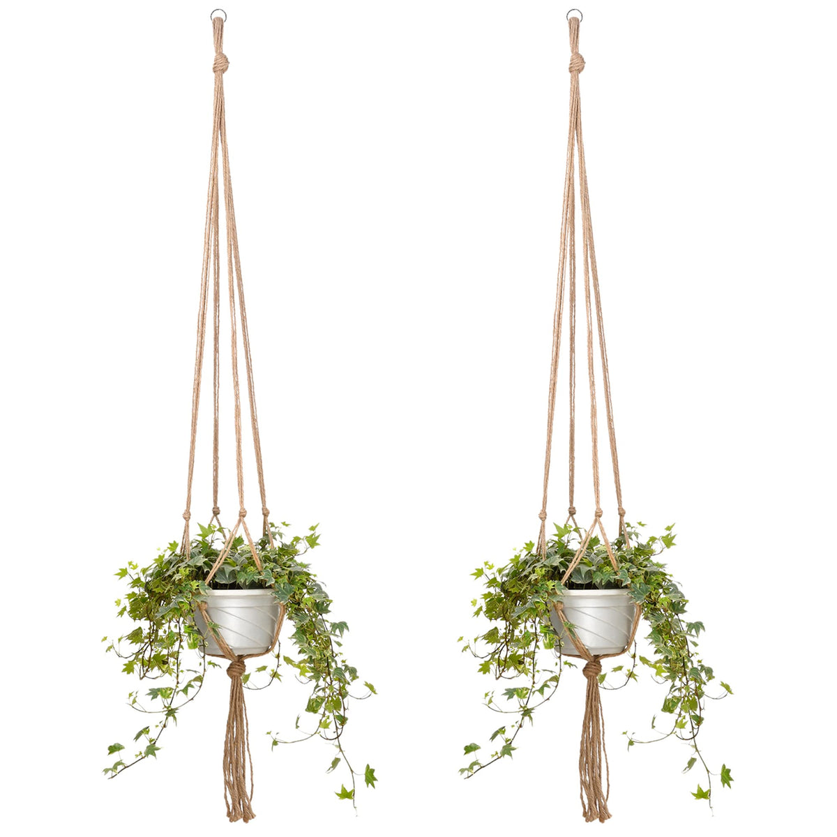 EBOOT 2 Pack 48 Inch Large Macrame Plant Hanger Rope to Hang Flower Pot Plant Holder for Indoor Outdoor Decorations, 4 Legs (Linen Color)