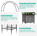 Garden Arch Arbor Trellis with Planter Boxes 8.2 Ft Metal Arch Trellis for Climbing Plants Outdoor, Wedding Arches Backdrop Stand for Ceremony, Halloween, Christmas, Decorations Pergola, Black
