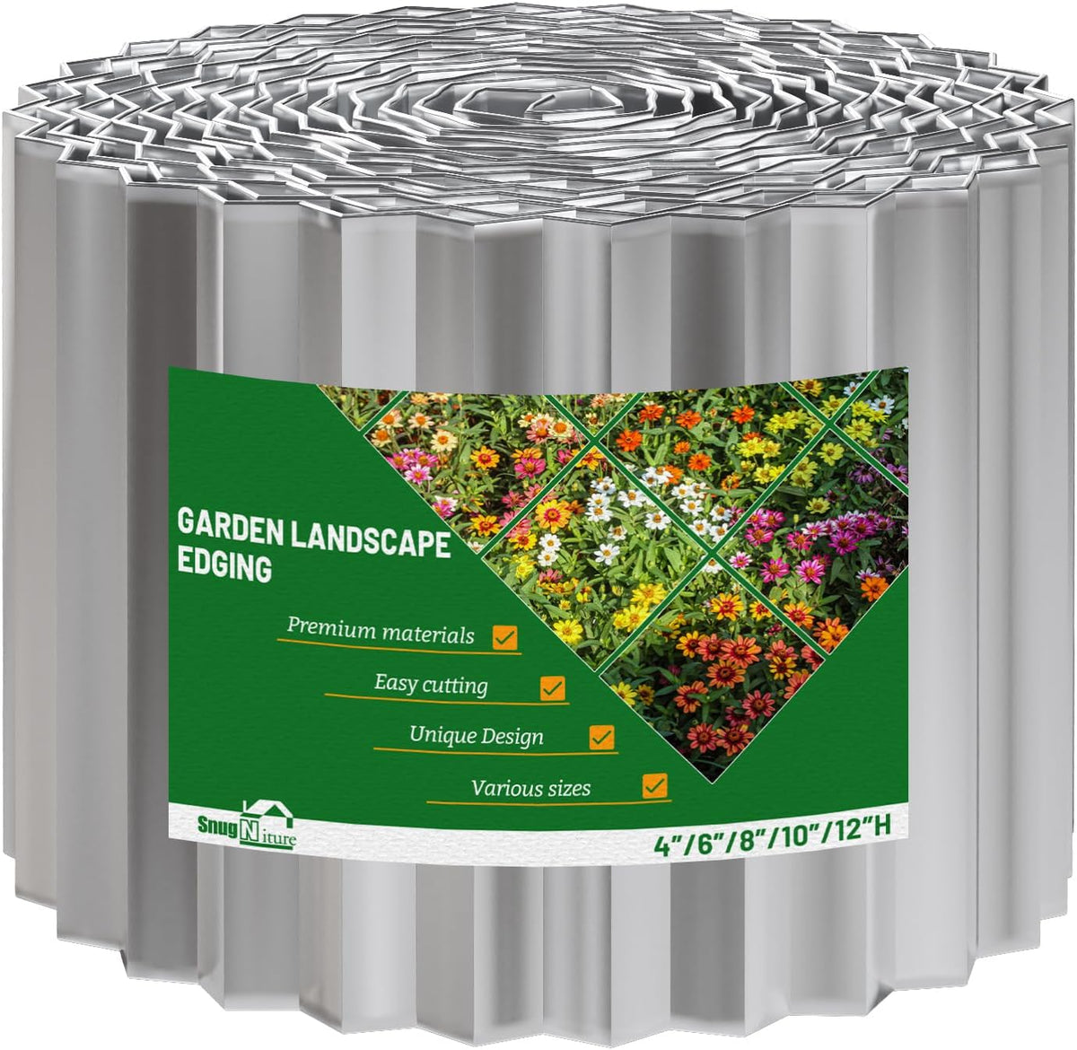 SnugNiture Corrugated Metal Garden Edging,6" x 40' Sturdy Lawn Edging Border,Landscape Edging Border for Lawn, Flower Bed,Garden and Yard
