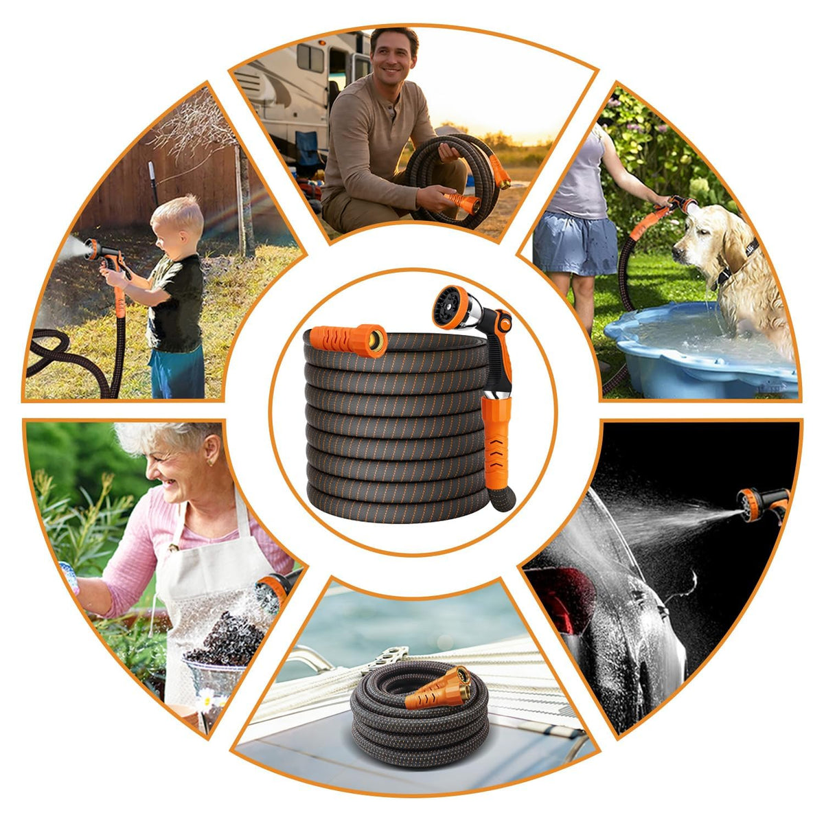50Ft Ultra Lightweight Garden Hose, Flexible Water Hose, 10 Function Nozzle,Leak-Proof,Swivel Handle Non-Slip, Non-Kink Heavy-Duty Hose for Yard,Car,RV,Outdoor Non|expandable(50Ft)