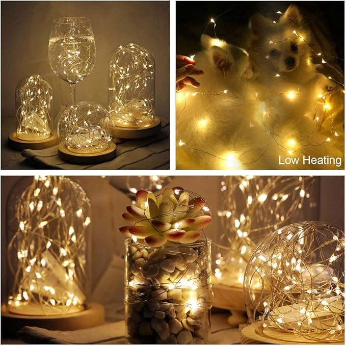 10 Pack Fairy Lights Battery Operated - 7ft 20 LED Twinkle Lights Copper Wire Mini String Lights Firefly Lights for Mason Jars DIY Crafts Christmas Centerpiece Table Decor, Warm White & Cool White