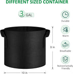 12-Pack 3 Gallon Thickened Non-Woven Grow Bags, Aeration Fabric Pots with Handles