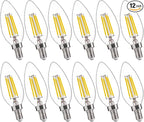 FLSNT 5000K Daylight B10 Dimmable LED E12 Candelabra Bulbs, 40W Equivalent LED Chandelier Light Bulbs, 450LM, Clear Glass Finishing, 12 Pack UL,CA65 Listed.