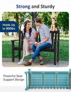 Outdoor Bench Weatherproof, 2-Person Garden Benches for Outdoors, All Weather HIPS Patio Bench Holds up to 800lbs, Never Rot or Fade, Comfort Bench for Porch, Garden, Patio, Backyard and Park, Black