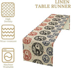 Yin Yang Table Runner, Vintage Mid Century Traditional Oriental Koi Fish Mystical Celestial Moon Stars Print Table Runner for Kitchen Dining Table Party Decor, 13x60inch