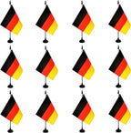 Germany Desk Flag, 12 Pack Germanic Table Office Flag with Black Solid Pole and Stand Base, International Country Flag, Festival Celebration, Classroom Meeting Desktop Decor (Germany)
