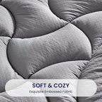 SLEEP ZONE Grey Waterproof Mattress Pad King Size, Premium Soft Embossed Mattress Topper, Quilted Fitted Mattress Protector Cover with Elastic Deep Pocket (Grey, King)