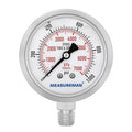MEASUREMAN Pressure Gauge, 0-1000 PSI/kPa, Glycerin Filled, 1/4 NPT Lower Mount