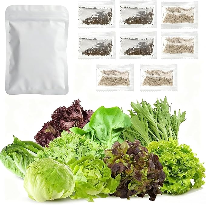 8 Varieties Greens Seeds Pack - 3,200+ Seeds (400 Seeds Each) Non-GMO Heirloom Seeds, Suitable for Indoor/Outdoor & Hydroponic Home Gardening