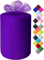 Purple Tulle Fabric Roll 6 Inch X 300 FT (100 Yards) Matte Tulle Ribbon Netting Mesh Spool for DIY Tutu Skirt Wedding Bow Gift Wrapping Baby Shower Christmas Party Halloween Decorations