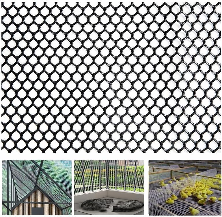 XIFENG Plastic Chicken Wire Mesh Fence Roll, Plastic Fencing Poultry Fencing Netting for Garden Fencing Farm Cats Dogs Rabbit Snake Animal Barrier(Size:0.47''mesh-33'L x 3.3'W Roll,Color:Black)