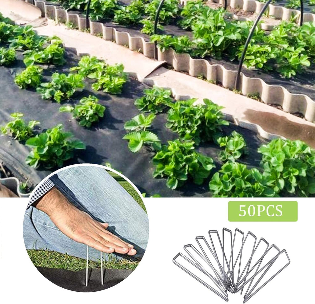 6 Inch Galvanized Garden Landscape Staples Stakes 25 50 100 PCS Anti-Rust Garden Staples U-Shaped Landscape Pins for Secure Lawn Fabric (50, 6 Inch)