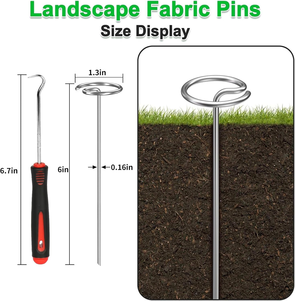150 Pcs 6 Inch Landscape Fabric Staples, Tensile Strength 450-500Mpa -Non-Bending Garden Stakes Pins, Landscape Staples for Landscaping and Securing Lawn Fabric Weed Barriers (G-150)