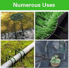 Bakulyor 200pcs Green Artificial Turf Stakes Staples + 200pcs Buffer Washer, 6 Inch 11 Gauge Landscape Staples, Galvanized Lawn Spikes, Heavy Duty Yard Ground Pin for Grass Weed Barrier Sod Fabric