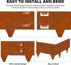 Cor-Ten Steel Landscape Edging 40 Inch Strips, 10-Inch Depth Metal Landscape Edging, 6-Pack Metal Garden Edging with Gloves, Bendable Rust Edging for Landscaping