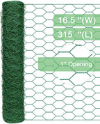vensovo Garden Poultry Green Chicken Wire - 16.5 '' × 315 '' Chicken Wire Floral for Crafts, Garden Fence Animal Barrier, 1 inch Mesh Poultry Netting Fence, Pet/Rabbit/Chicken Wire Fencing