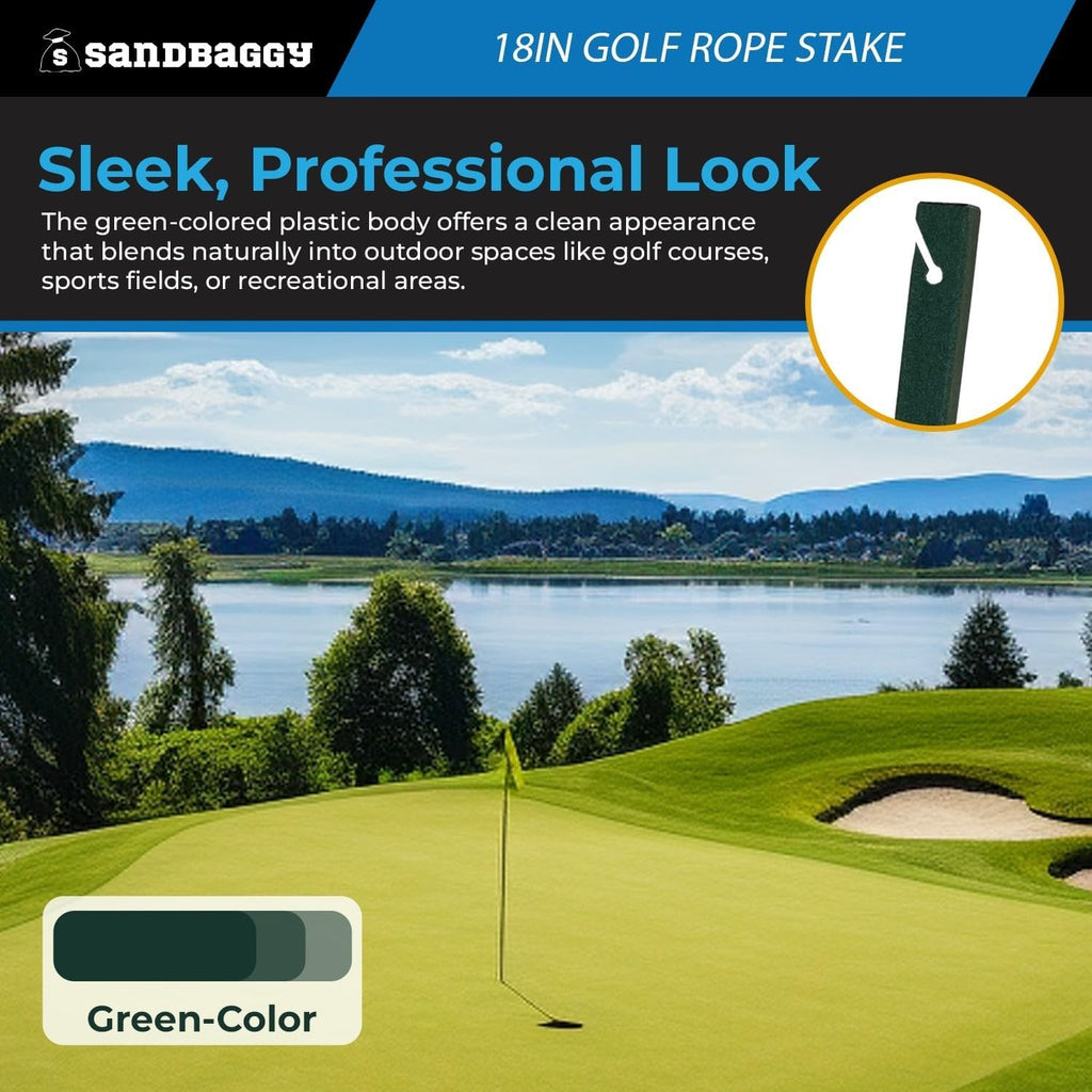 18" Golf Rope Stake - Square Stake (UV Resistant) - Sandbaggy (18-inch, 90, Count)