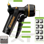 Melnor XT Metal Garden Hose Nozzle; Front Trigger with Flow Control; 8 Watering Patterns; 100% Metal Body with Fully Rubberized Slip Resistant Grip