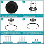 24 Inch Flush Mount Ceiling Light Fixture Dimmable with Remote Control, 56W, 5600 Lumen, Modern, Round, Black, for Kitchen, Dining Room, Bedroom, Living Room, Home Office