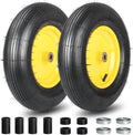 (2 Pack)4.80/4.00-8 Wheelbarrow Tire and Wheel, 16" Rubber Pneumatic Wheel, 3" -6" Centered Hub, 5/8" & 3/4" Bearings, for Hand Truck, Trolley, Garden Cart, Wagons【Explorer Series】