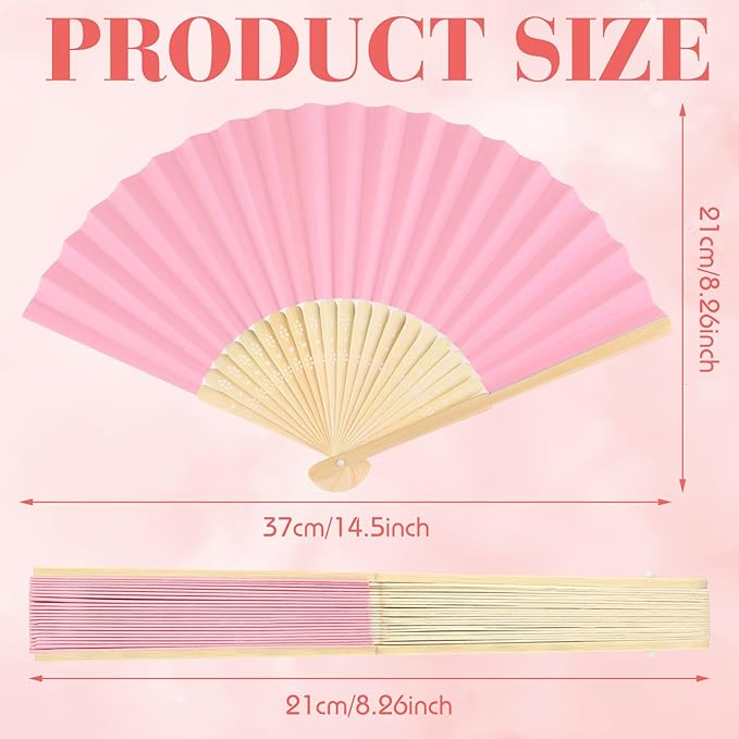 48 Pieces Hand Held Bamboo Folding Fans Paper Fans Handheld for Women Foldable Girls Wedding Decoration Church Home Party Favors Summer (Multicolor)