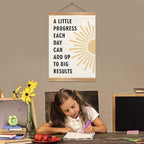 ZTGDA Positive Affirmations Wall Decor– Mental Health Wall Art with Wood Frame,Motivational Hanging Poster for Therapy Room, Counseling Office or Classroom Decor 12x16inch (Progress)
