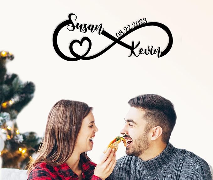 Wedding Gifts for Couples 2025 | Personalized Wedding Gifts | Couples Gift for Her | Anniversary Wedding Date Sign | Engagement Gift | Wall Decor | Bridal Shower Gift | Infinity Metal Sign