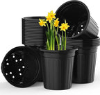 50 Pcs 2 Gallon Planter Nursery Pots, Seed Starting Pot Plastic Flower Seedling Pots with Drainage Holes Flexible Plant Container for Indoor Outdoor Garden Lawn Yard Plants Seedlings (50, 2 Gallon)