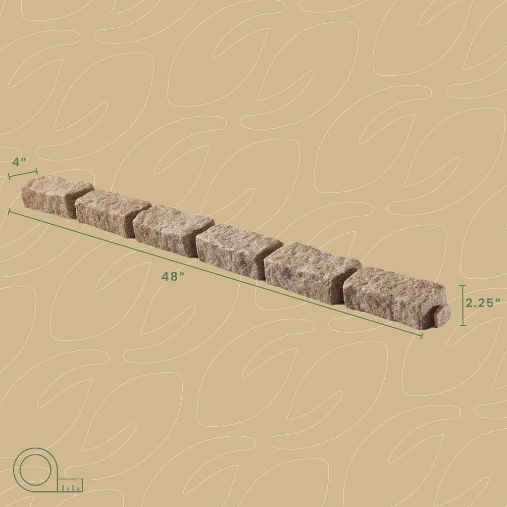 Beuta Landscape Edging | Garden Edging Border | Faux Stone Bricks for Lawn edging, Flower beds, Pathways & Yard Edging– 10 Packs | Each Section Has 6 Bricks 48"L x 4"W x 2.25"H | 30 Spikes |Sandstone