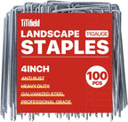 4 Inch 100 Pack Landscape Staples Galvanized Garden Stakes Anti-Rust Landscape Pins for Weed Barrier Fabric, Artificial Turf and Landscape Fabric