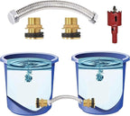 Hose Bulkhead Fitting Rain Barrel Water Tank Connector Fittings Bulk Head Connectiond Rain Barrel Kit Double Sided Hose Connector with Hole Opener (3/4" Male+Pipe+Hole Saw)