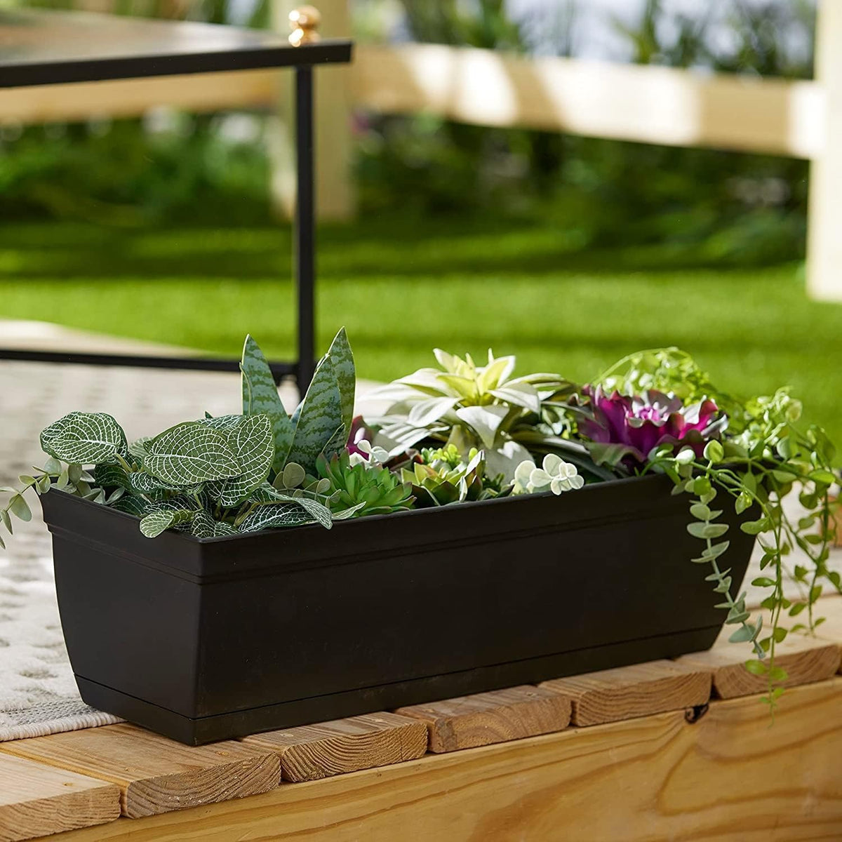 The HC Companies Eclipse Window Planter Box, 24 Inch, Black, 2-Pack