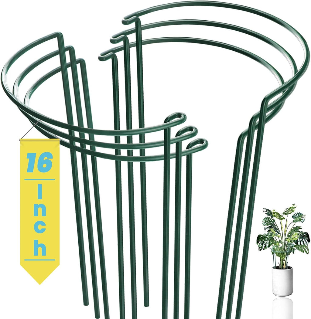 6-Pack Snake Plant Support Stakes, Half-Round Peony Cages and Supports, Green Plant Support Ring - Sturdy and Durable for Indoor and Outdoor Potted Plants, Such as Amaryllis, Peony, Hydrangea