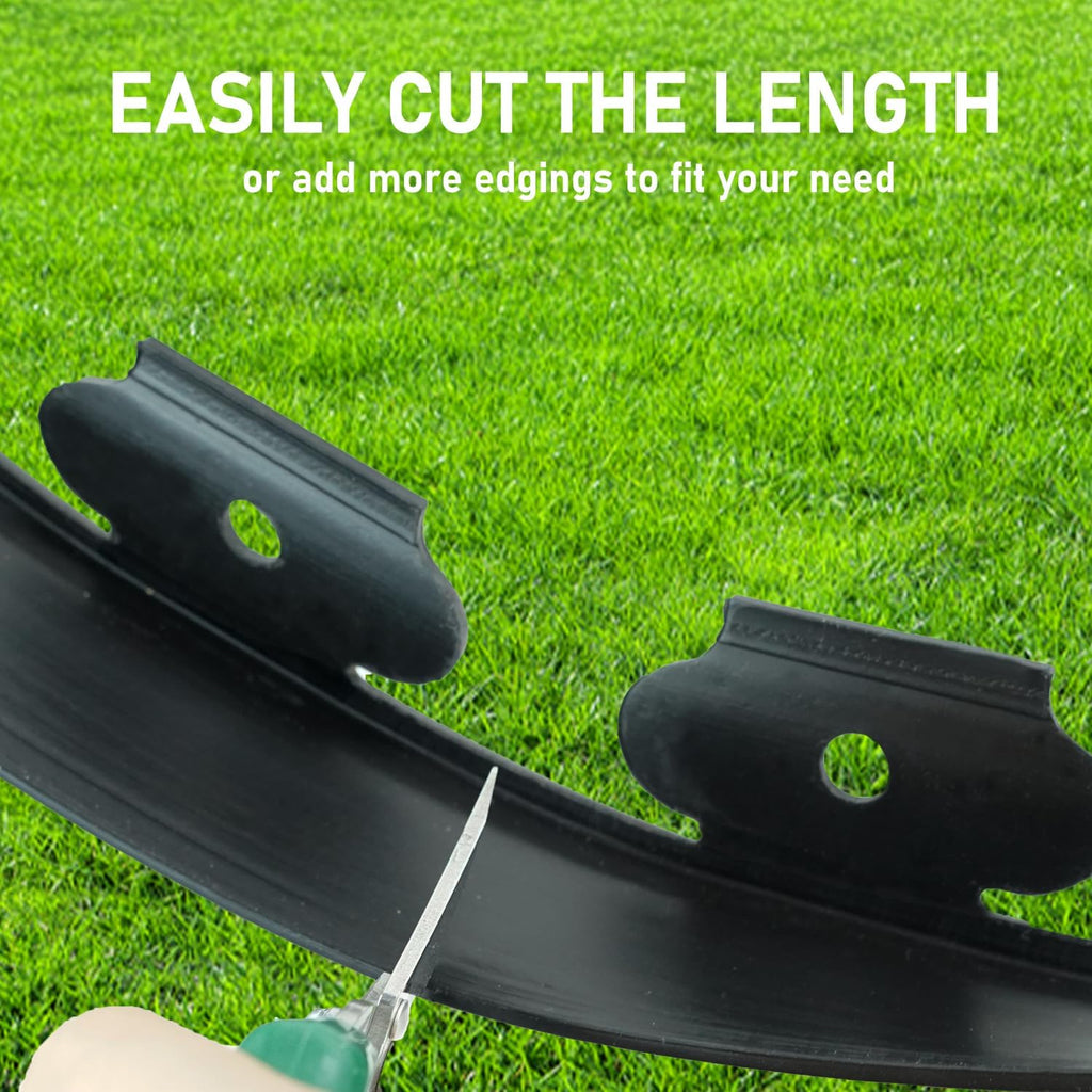 Hugeleaf Landscape Edging 2 Inches Tall, 50 Feet Garden Edging Border with 60pcs Spikes, Flexible Plastic Lawn Edge for Landscaping Flower Beds Yard Pathway