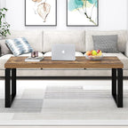 EXCEFUR Modern Coffee Table, Industrial Wood and Metal Center Table for Living Room, Rectangle Cocktail Tea Table for Home Office, Rustic Brown, 47 Inch