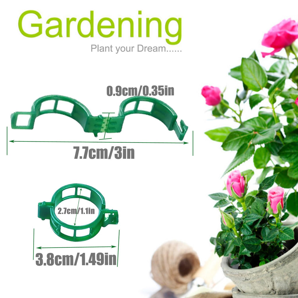 CACERIAWM Plant Support Clips, 100 Pcs Tomato Clips, Plastic Trellis Clips, Grape Vine Tomato Vine Vegetables Plants Garden Support Clips to Grow Upright Makes Plants Healthier