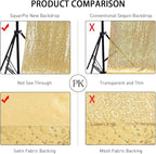 SquarePie Sequin Backdrop Less See Through Thick Background for Photography Glitter Curtain Party 6FT x 6FT Gold