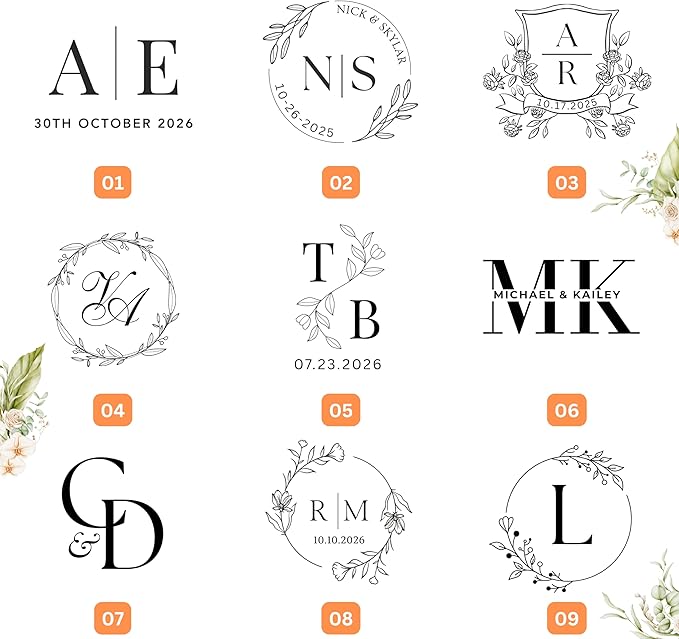 Custom Wedding Embosser, Personalized Embosser for Envelope, Invitation Card and Napkin, Steel Seal Embosser for Name, Monogram and Initials, Custom Logo Embosser (Wedding)