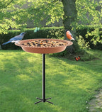 Garbuildman Upgraded 5-Prong Base Bird Bath with Metal Stake, Detachable Decoration Bowl Spa & Freestanding Birdfeeder for Outdoor Garden, Oval Style, Brown