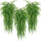 6 Pcs Artificial Hanging Ferns Plants Fake Hanging Plants Fake Ivy Boston Ferns Vine Outdoor Indoor Home Décor UV Resistant Plastic Plants (Green)