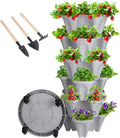 Vertical Planter 6 Tier Stackable Planters Garden Planters Strawberry Herb Flower and Vegetable Planter Indoor Outdoor Gardening Pots with Removable Wheels and Tools